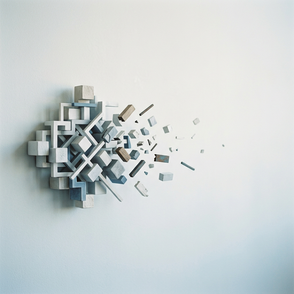 A minimalist photograph of interconnected geometric shapes d