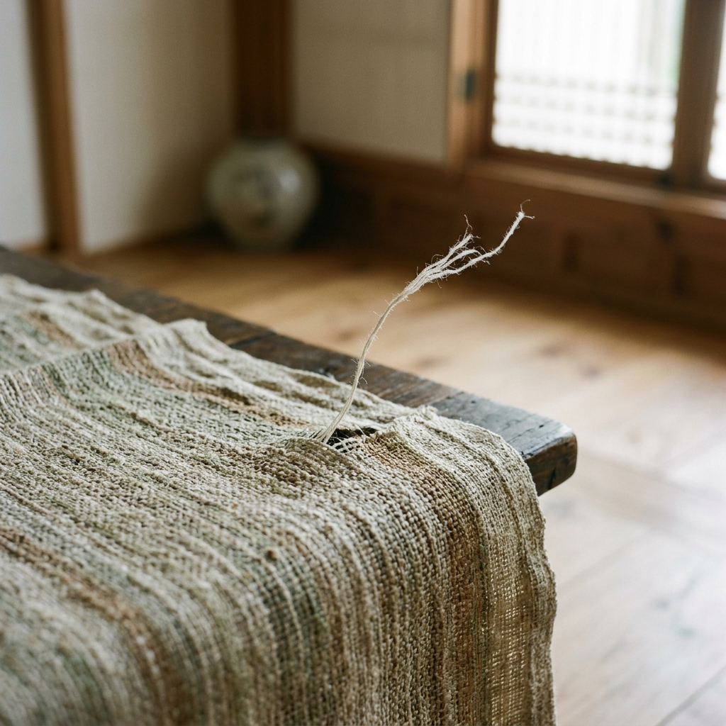 A serene image of a single thread breaking away from a woven