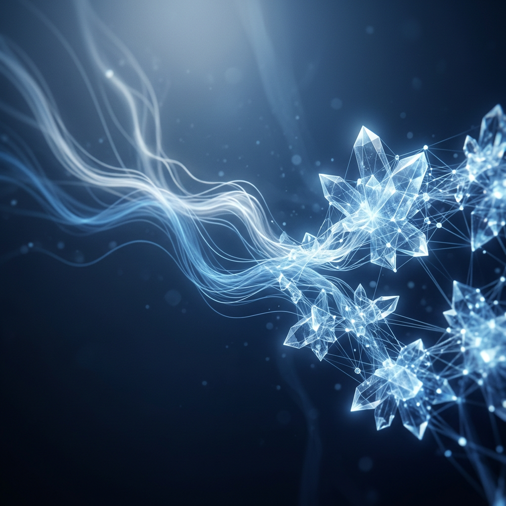 Abstract visualization of conversation threads converting in