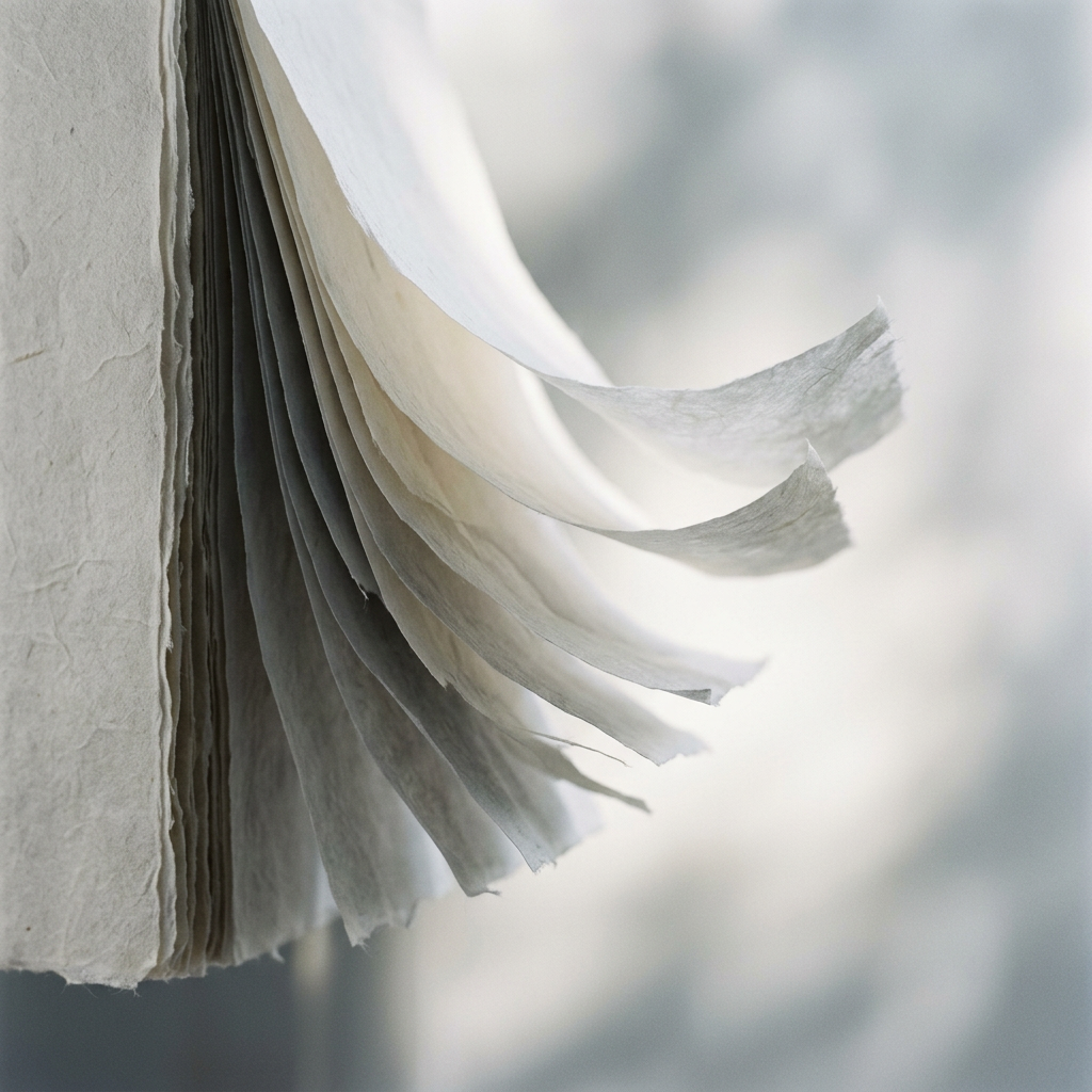 A minimalist composition of layers peeling away like pages, 