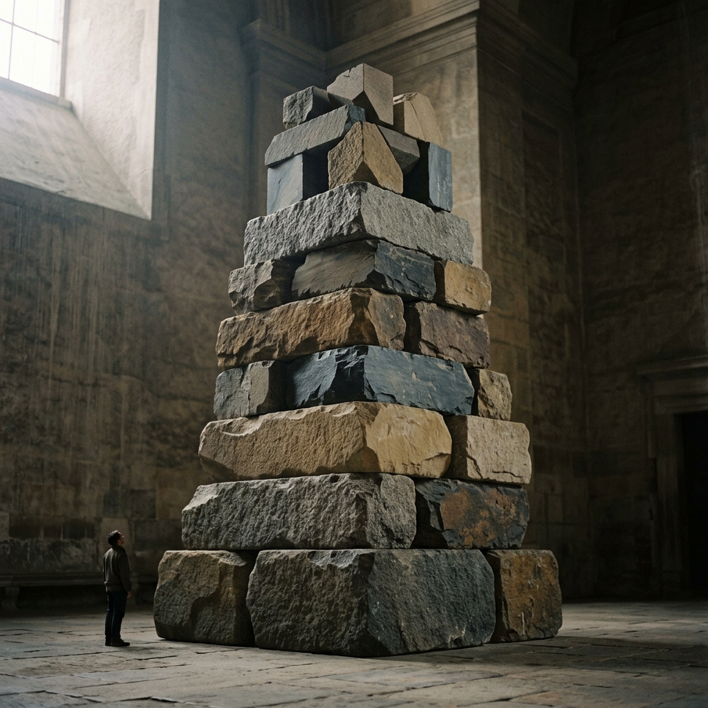 Stacked geometric shapes representing layers of power and co