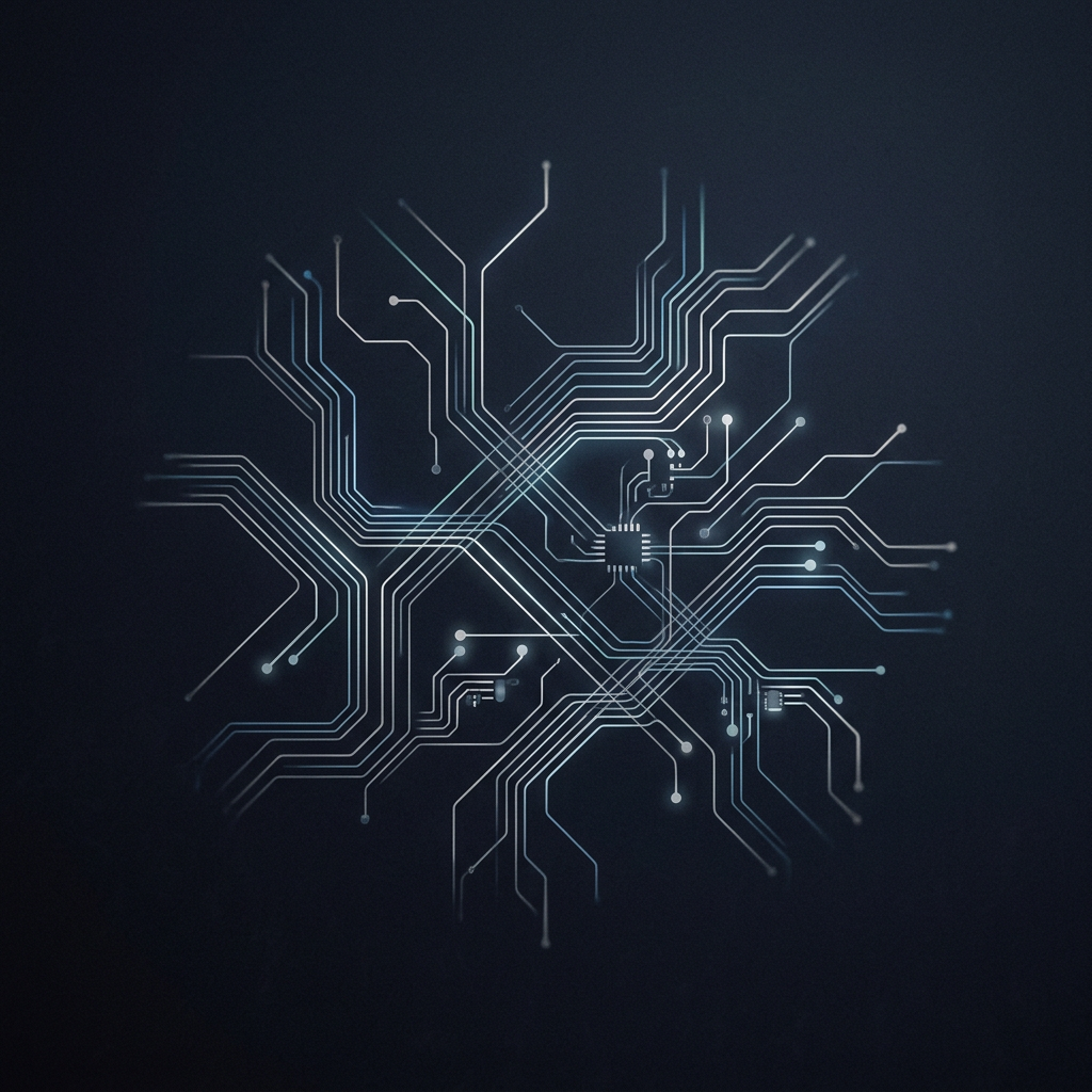 Minimalist abstract representation of interconnected microch