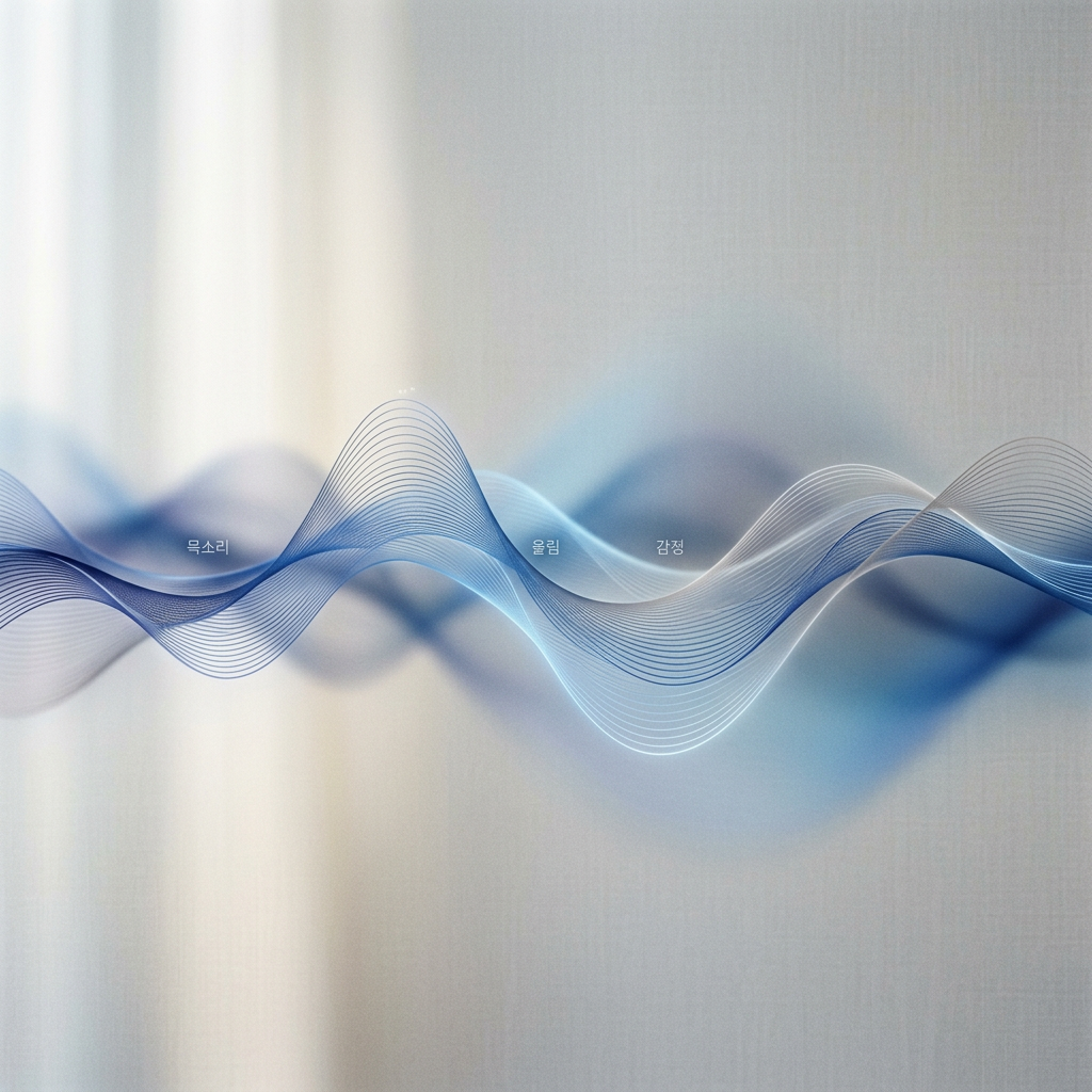 Close-up of voice waves visualized as abstract lines in soft
