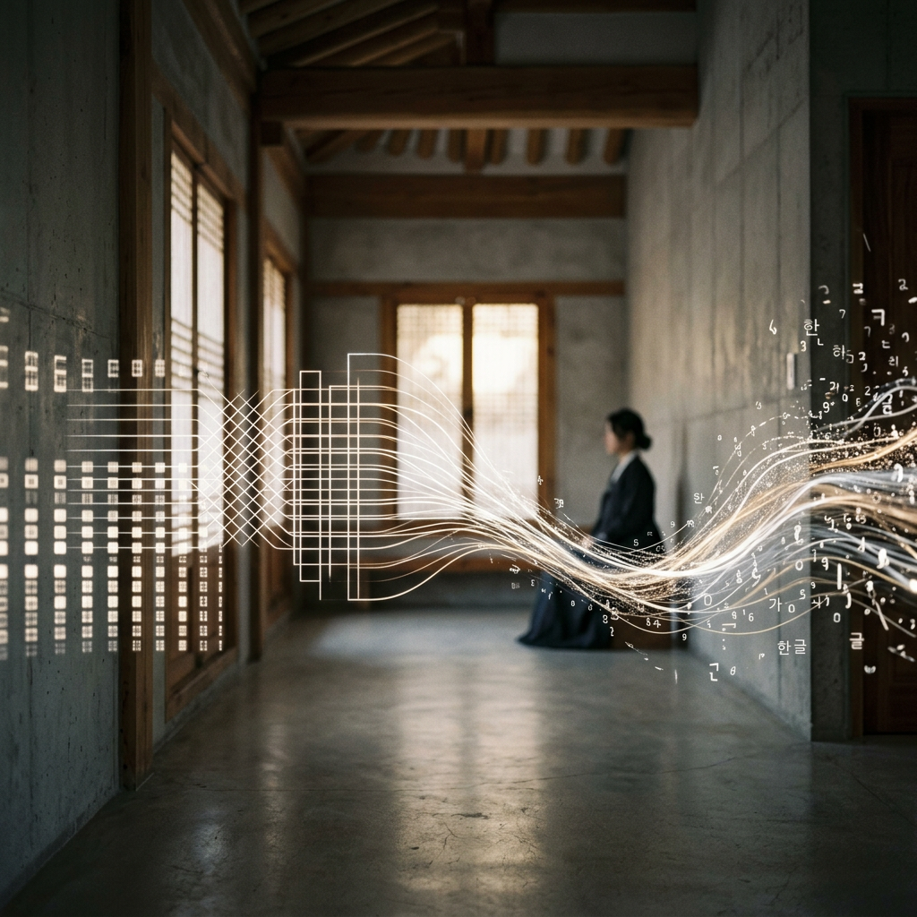 Abstract representation of flowing data transformed into str